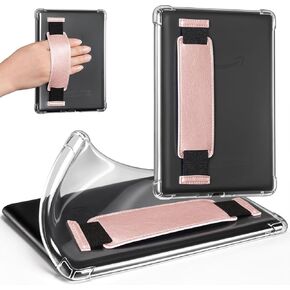 CoBak Clear Case for 6" E-Reader 2024 and 2022 (11th Generation) with Elastic Hand Strap - Ultra-Slim Soft TPU Transparent Cover, Lightweight & Durable Protection
