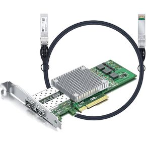 0.5m 10G SFP+ DAC with 10Gb SFP+ Network Card, Broadcom BCM57810S Chip, Dual SFP+ Port, PCI Express X8, Support Windows Server/Linux/VMware