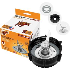 Complete replacement kit for Oster or Osterizer blenders includes: a high-strength stainless steel blade with four prongs, a reinforced plastic base, and two rubber seals.