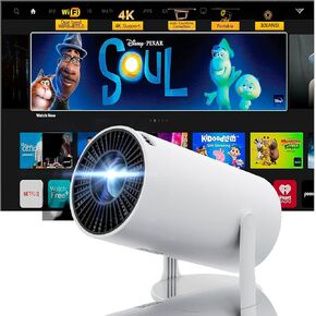 4k Mini Projector with Wifi and Bluetooth， Portable Projector Android 11 Auto Keystone,Video Projector for Laptop, PC, Smartphone