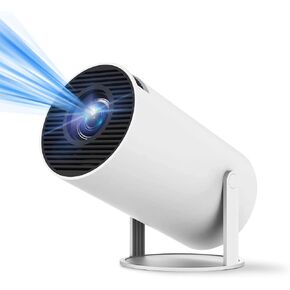 HY300 Portable Projector,Mini Projector, Support 4K 1080P with Wired Screen Mirror with Phone, 180° Rotatable, Auto Keystone Correction, 40"-130" Screen Video Projector