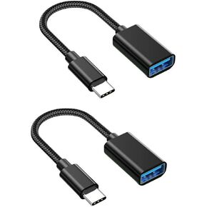 USB C إلى محول USB ، 2 حزمة USB من النوع C من الذكور إلى USB 3.0 A أنثى محول كابل OTG متوافق مع MacBook Pro/Air 2020 2019 ، Pad Pro 2021 ، Samsung Galaxy S21 S20 S20+ Ultra Note 10 （Black））