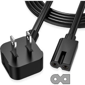 AGVEE 10ft 2 Prong Polarized TV Power Cord, 18AWG AC Power Cable IEC C7 C7P Replacement for Vizio LED D-E-M Series TV, PS1 PS2, Brother, Singer, Sewing Machine, Bose Companion Speaker, Black