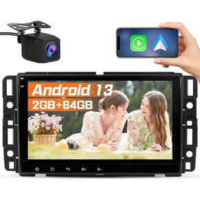 Car Radio Stereo for Chevy Silverado GMC Sierra 2007-2013, Android 13 with CarPlay Android Auto Bluetooth GPS Navigation Touch Screen Head Unit, 8 Inch IPS Screen 2GB RAM+ 64GB ROM