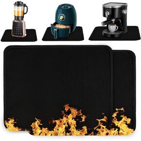 Heat Resistant Mat for Countertop - 2PCS Hot Pad Glass Fiber for Kitchen - 15'' X 16'' Kitchen Heat Resistant Mat for Air Fryer,Blender,Coffee Maker,Toaster,Oven - Fireproof and Non-stick Coating