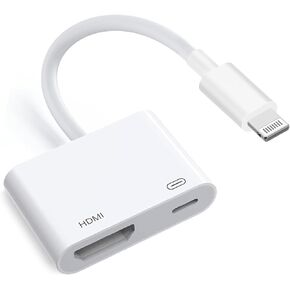 [Apple MFI Certified] Lightning to HDMI Adapter لـ iPhone ، 4K@60Hz iPhone إلى محول HDMI مع منفذ شحن سريع لـ iPhone 14/13/11/11/XS/XR/8/7/iPad AIR MINI
