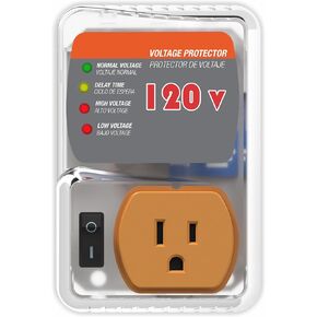 Surge Protector Refrigerator Adjustable Wall Socket Voltage Protector for Home Appliances,Brownout Single Outlet with Over/Under Voltage Protection 140J 120V 15A 1800W