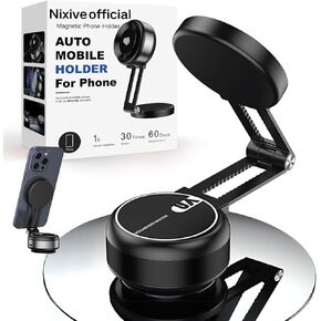 Nixiveofficial Magnetic Phone Holder,Nixie Phone Holder for Car, Foldable Portable Vacuum Magnetic Cell Phone Holder It adheres to Various Smooth Surfaces and Makes a Suitable Gift (Black)