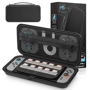 Vsmzedg Switch 2 Carrying Case compatible with Nintendo Switch 2 (2025), Switch 2 hard travel case, Nintendo Switch 2 carry case with 10 game cartridges and pocket for Switch 2 Accessories