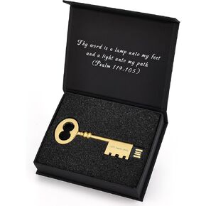 KJV Bible Narrated by Christopher Glyn - Key Shaped USB Drive Holy Bible King James Version for Elderly, Blind – Audio Bibles for Seniors with Unique Psalm Engraving Gift Box