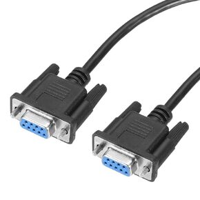 MECCANIXITY 16.4 ft DB9 RS232 Serial Extension Cable Female to Female Null Modem Cord Full Hand Shaking Crossover for Data Communication, Black
