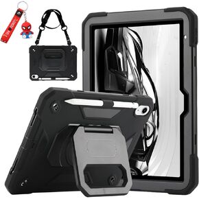 for iPad (A16) 11th Generation 11 Inch 2025/iPad 10th Generation Case 10.9 Inch 2022 with 360 Rotating Grip Magic Stand,Pen Slot/Key Chain/Shoulder Strap,Case for iPad 10th Gen (Colorful Pink)