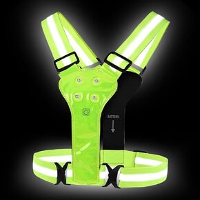 Reflective Running Vest LED Reflective Vest Safety Gear Battery-Powered Light up Reflective Vest for Running Cycling and Walking Adjustable Straps Running Vest for Men Women