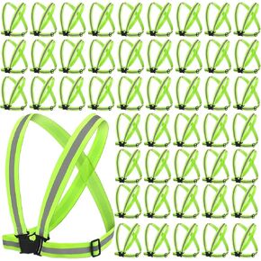 50 Pcs Reflective Vest High Visibility Safety Vest Adjustable Reflective Running Suspenders for Women Men Cycling Hiking Jogging Dog Walking Gear