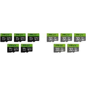 PNY 64GB Premier-X + 32GB Elite microSDXC & microSDHC Memory Card Value Pack (10 Cards)
