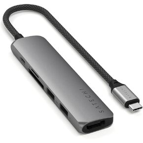 Satechi 6 in 1 USB C Hub Multiport Adapter مع 4K HDMI ، شحن 100W PD ، منافذ بيانات USB -A 2x ، قراء بطاقة Micro/SD لـ MacBook ، Windows - Space Gray