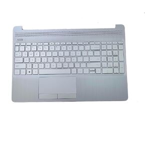 Replacement for HP 15-DW 15S-DU 15S-DY 15-DW0081WM HP 15-DW1081WM 15-DW1083WM 15-DW0083WM Laptop Upper Top Cover Case Palmrest Non-Backlit Keyboard Touchpad Assembly Part L52023-001 Sliver
