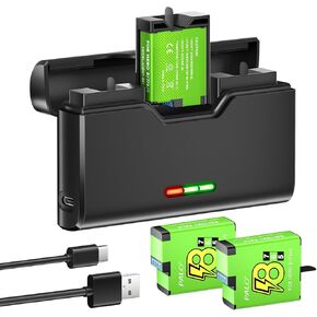 3 Pack 1800mAh Battery for GoPro Hero 8/7/6/5 with Fast Charger (Compatible with Hero 11/10/9/8/7/6/5) Type-C Cord and TF Card Storage