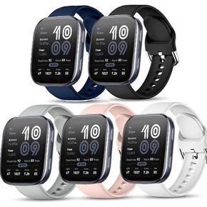 Compatible with Amazfit Bip 6 Watch Bands, Soft Silicone Adjustable Straps Quick Release Replacement Wristbands (5-PACK)