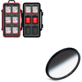PROfezzion 24 Slots SD Card Holder for 12 SD/SDHC/SDXC Cards Storage &12 CFexpress Type-A + 55mm Soft Circular Gradual ND Filter, ND2-ND16 Grad Neutral Density Filter for Sony
