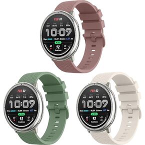 Amzpas Bands for Amazfit Active 2/Active/GTR Mini/GTS 2 2e 3 4/GTS 2 4 Mini/Bip 3/3 Pro/Bip U Pro/Bip S Lite Smartwatch, 20mm Soft Silicone Replacement Straps for Women Men