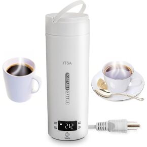 Itsa Travel Electric Kettle ، غلاية كهربائية محمولة لتناول القهوة الشاي ، غلاية ماء ساخن مائي ، 4 درجة حرارة ، من الفولاذ المقاوم للصدأ ، ماء سريع الغليان مع إغلاق السيارات والحماية الجافة ، BPA مجانًا