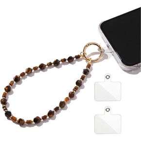 حبل Phone Phone Natural - حزام معصم مضاد للسرقة قابل للفصل لأجهزة iPhone و Android & Keys و Healing Crystal Energy Gemstone للنساء والرجال ، ملحق سلسلة الهاتف القابلة للتعديل للجنسين (أصفر)