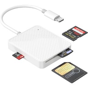 قارئ بطاقة Micro SD لـ iPhone ، [Apple MFI Certified] Lightning to Memory SD Card Reader Adapter عارض بطاقة تصوير الكاميرا عالية السرعة لـ iPhone 14/13/11/11/XS/XR/X/8/7/6 يدعم SD/TF/XD/SM