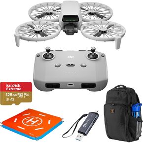 DJI Flip Drone with RC-N3 Remote Controller with 4K UHD Camera for Adults, Under 249 g, Palm Takeoff, Auto Return, 31-Min Flight Time + Backpack, SD Card + Landing Pad, Card Reader