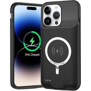 Battery Case for iPhone 14 Pro Max, 8500mAh Slim Portable Protective Charging Case with Wireless Charging Compatible with iPhone 14 Pro Max (6.7 inch) Rechargeable Battery Pack Charger Case (Black)