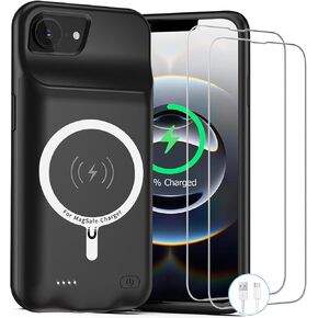 Battery Case for iPhone 16e, 2025 New 10000mAh Rechargeable Portable Charging Case with Wireless Charging Compatible for iPhone 16e (6.1 inch) with Carplay Extended Battery Pack Charger Cover (Black)
