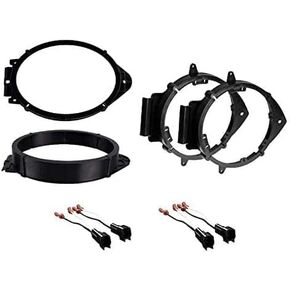 6x9 Front + 6.5" Rear Door Car Stereo Speaker Install Bracket Plates + Wire Connectors -Made for Chevrolet GMC: 2023-2024 Colorado, Silverado, Suburban, Tahoe, Canyon, Sierra, Yukon