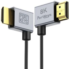 Portkeys 2pcs 8K Ultra Thin HDMI Cable Suit 2.5mm Diameter, HDMI A to A Slim Soft Cord 48Gbps Ultra High Speed HDMI 2.1 Cord 8K@60Hz, HDR, eARC, 3D for Monitor, PS5, Xbox, PC, HDTV (A to A, 30cm&1m)
