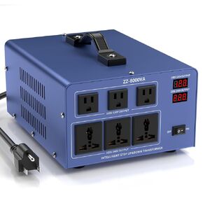 محول Auto Auto المحول 8000W ، 110/120/220/240V محول محول الطاقة لأعلى/لأسفل مع 3 منافذ أمريكية ، 3 منافذ عالمية ، شاشة شاشة LCD ، حماية قابلة للاستقرار الدائرة