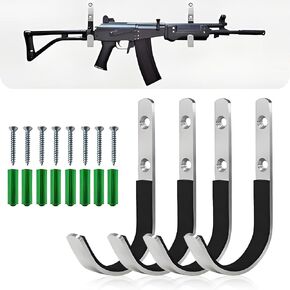 Gun Rack Wall Mount (2Pairs)，Heavy Duty Steel Rifles Shotgun Hooks Wall Mount，Rifle and Shotgun Rack with Soft Padding