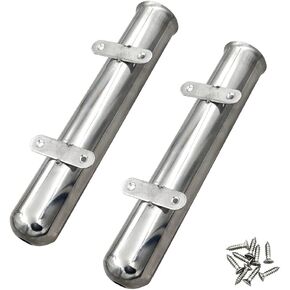 DGOL 2 Packs Strong Shinning 304 Stainless Steel Wall Mounted Fishing Rod Holder Cute Design Fishing Box Side Mount Bracket with Screws