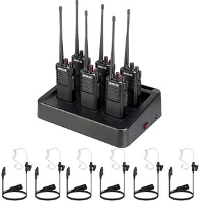 Retevis RT29 Walkie Talkies Long Range(6 Pack) with AI Active Noise Reduction Walkie Talkie Earpiece(6 Pack), High Power 2 Way Radios, Heavy Duty Two Way Radios, 700,000 sq. ft/50 Floor