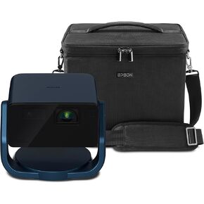 Bundle of Epson EpiqVision Mini EF22 Portable Smart Laser Projector - Stone Blue + Epson EpiqVision Mini Custom Travel Case in Black