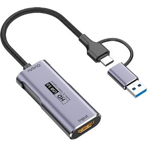 [Apple MFi Certified] USB C Video Capture Adapter with HDMI to USB A + Type C 1080P HD 60fps Record Video Audio Game MS2130 for iPhone 16 15 iPad VR Switch PS4/5 Live Broadcast Streaming Capture