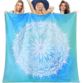 Giant Microfiber Beach Blanket Towel Sandproof Fast Dry Thin Extra Large Xl Compact Shelter Must Haves Alaska Canopy Ship Cruise Essentials Florida Travel Accessories Item Gift Blue White Large Boho