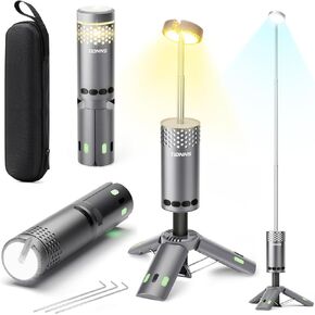 Camping Light Telescopic, Rechargeable Collapsible Camping Lanterns with Stand, 10000mAh Magnetic Waterproof Camping Lamp, Outdoor Light for Emergency, Cool Camping Must Haves (Gray)