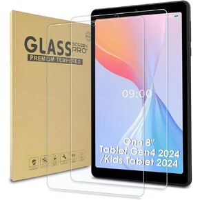 WD&CD 2 Pack Screen Protector Compatible with Onn 8" Tablet Gen4 2024/Onn Tablet 8" Kids 2024, Case Friendly Tempered Glass for Onn 8inch Tab let Pro【Anti Scratch 】【Anti Bubble】【High Definition】