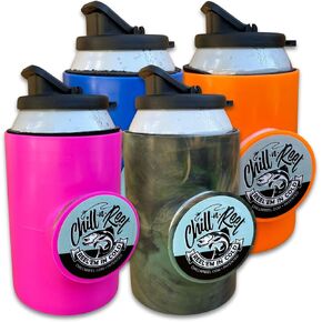 Chill-N-Reel Multi Color Four Pack: Fishing Can Cooler Combo Includes Highly Rated Blue, Pink, Camo and Orange Can Coolers for Fishing (from Shark Tank)