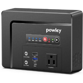 Powkey Portable Power Station 200W, 146Wh Portable Solar Generator Battery Pack with 2 Pure Sine Wave AC Outlets/4 USB A/1 DC Port, Lithium Battery Backup Power Supply for Camping Travel Outdoor Home