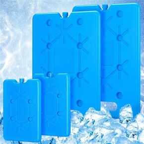 4 Pcs Ice Packs for Lunch Bags and Coolers 2 Reusable Ultra Thin Freezer Long Lasting Cool Packs (600ml), 2 Keep Food Fresh and Cold in Lunch Boxes (200ml) Breastmilk Bags