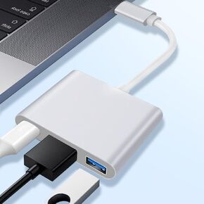 USB C to HDMI Multiport Adapter Type-C to Digital AV Hub for iPhone 15 16 iPad,4K HDMI Output, USB 3.0 and USB-C Fasting Charging Port, Samsung MacBook Laptop Sliver