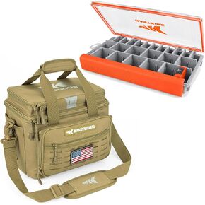 KastKing HyperSeal Waterproof Fishing 3600 Tackle Box & KastKing Karryall Fishing Tackle Bags（Medium-Khaki）