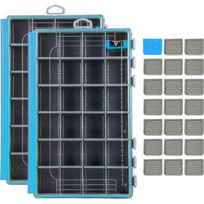 RUNCL Fishing Tackle Box - 360° Waterproof Tackle Trays, 3600 Fishing Tackle Box Organizer with Adjustable Dividers for Jigs Lures, Blue, 1 Pack