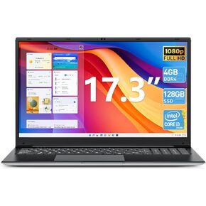 NACLUD Windows 11 أجهزة الكمبيوتر المحمولة ، الكمبيوتر المحمول 17.3 بوصة مع معالج Core i3 ، 4 جيجابايت DDR3 128GB SSD ، 1 تيرابايت ، FHD Display ، بطارية 60800MWH ، WI-FI 5 ، BT4