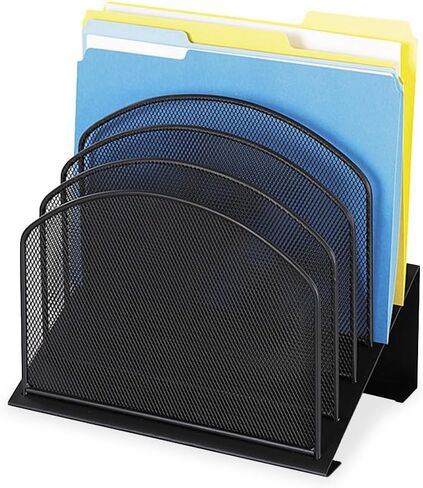 Safco Onyx Desk Organizer, 5 Tiered Vertical Compartments, Office and Classroom Mailbox , Paper and Mail Sorter, Steel Mesh, Black in Kuwait